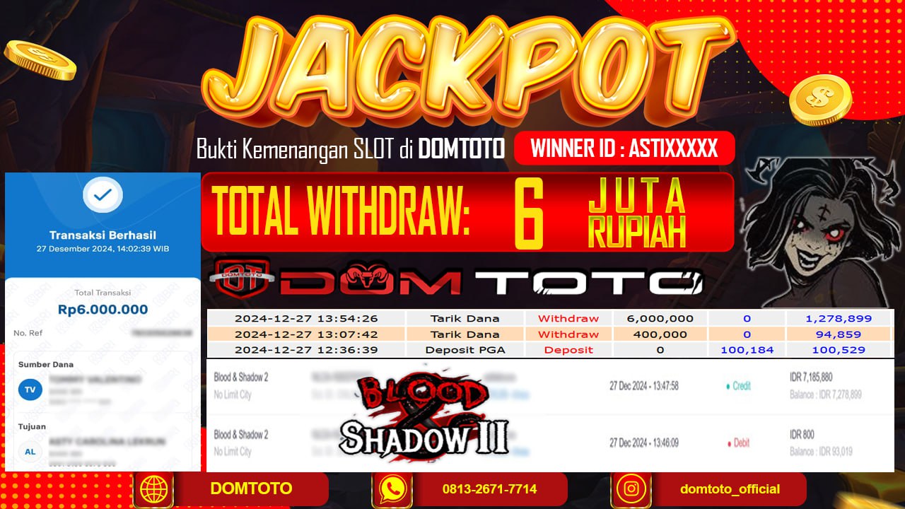 JACKPOT SLOT BLOOD & SHADOW 2 27 DESEMBER 2024